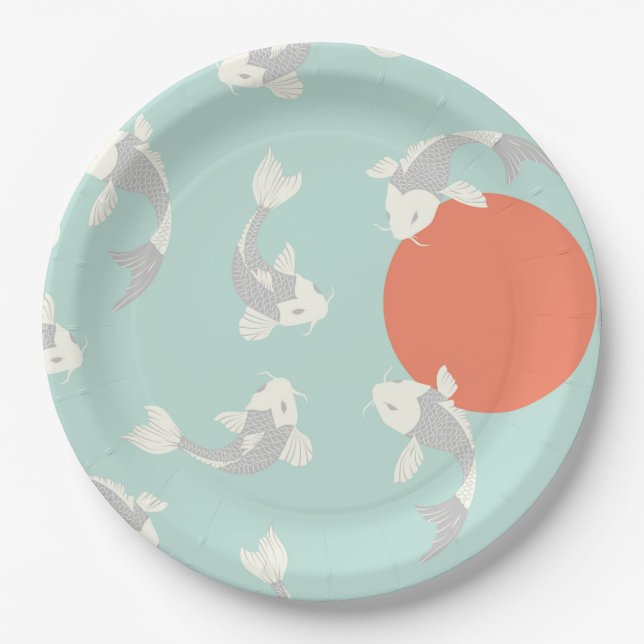 PAPER PLATE : JAPANESE STYLE : KOI FISH PATTERN  (Front)