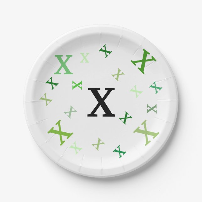 Paper Plate - Jumbled Letters in Greens (Front)