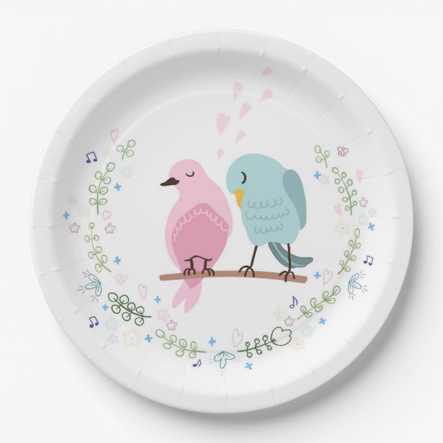 PAPER PLATE : LOVE BIRDS (Front)