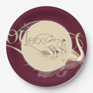 Paper Plate-Love Swans Paper Plate