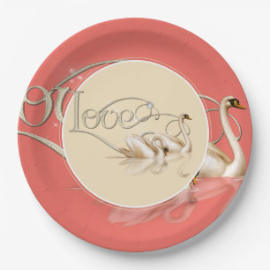 Paper Plate-Love Swans Paper Plate