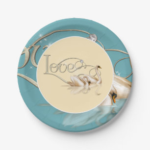 Paper Plate-Love Swans Plate