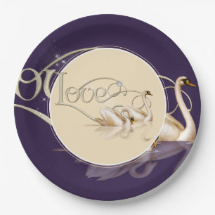Paper Plate-Love Swans Plate