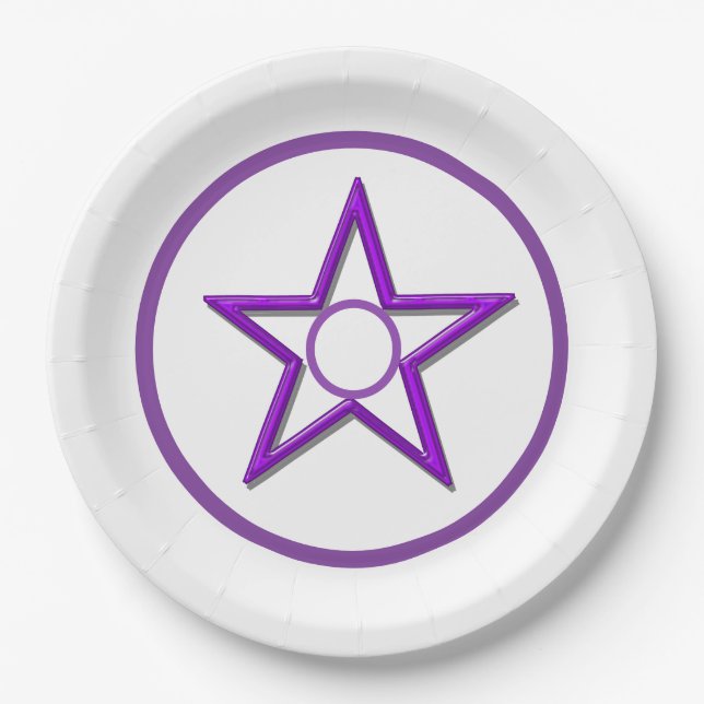 Paper Plate - Purple Star and Circles (Front)