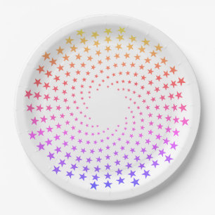 Paper Plate - Rainbow Coloured Star Swirls