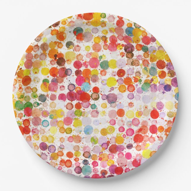 Paper plate Retro art Paint rainbow (Front)