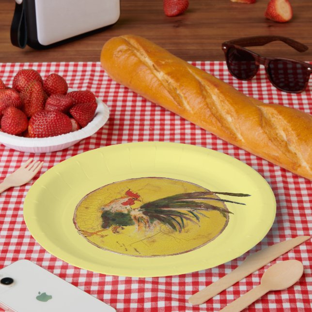 Paper Plate - Rooster and sun (Picnic)