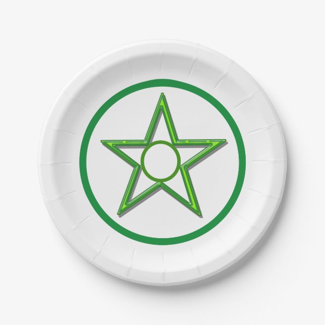 Paper Plate - Star and Circles in Green (Front)