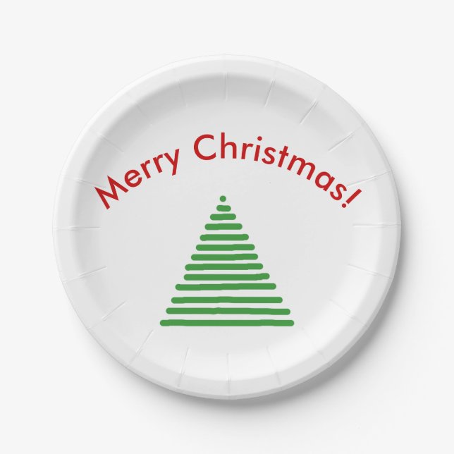 Paper Plate - Stylised Xmas Tree with Curved Text (Front)
