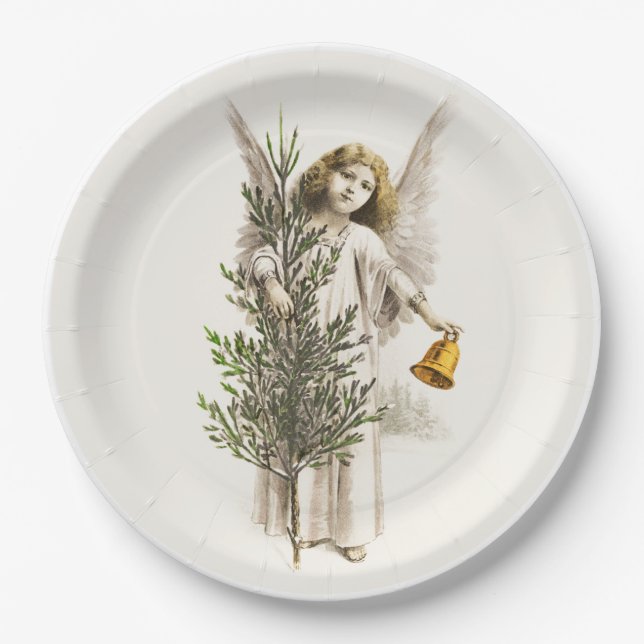 PAPER PLATE : VINTAGE CHRISTMAS ANGEL (Front)