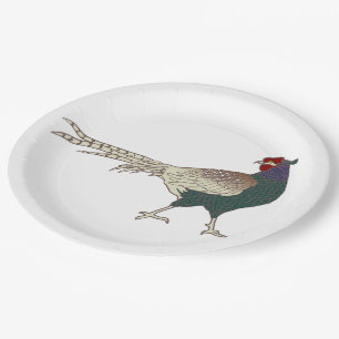Paper plate vintage retro Pheasant bird cute