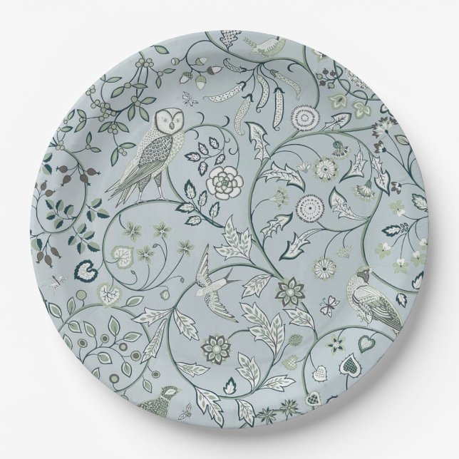 PAPER PLATE : WILLIAM MORRIS : OWL & PHEASANT (Front)
