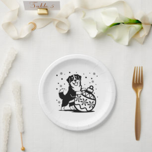 Paper plate with a Christmas puppy