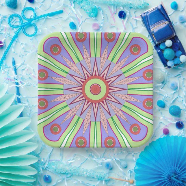 PAPER PLATE WITH BEAUTIFUL ART OF FLOWER (Party)