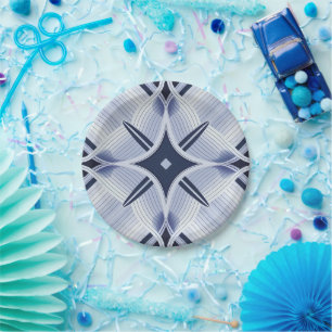 Paper plate with blue blend pattern