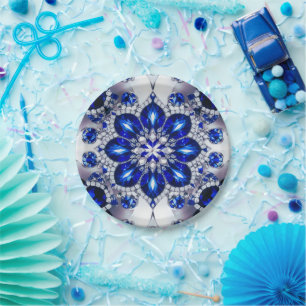 Paper plate with Blue White Colours Design