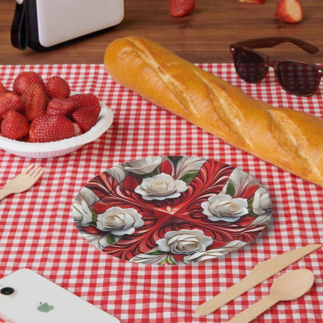 Paper plate with English Roses Design (Picnic)