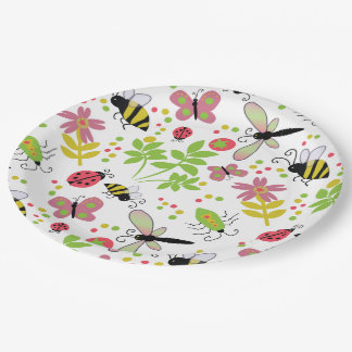 Paper Plate with Friendly Garden Bugs and Bees