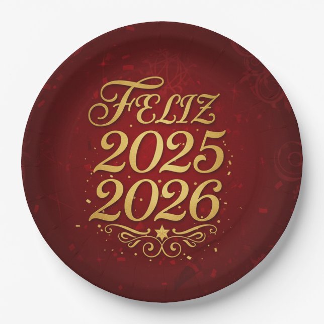 Paper Plate with “Happy 2025–2026” Design | Deco (Front)