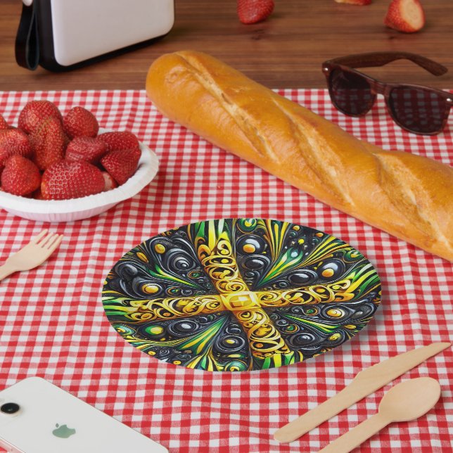 Paper plate with Jamaican Colours Design (Picnic)