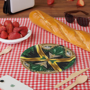 Paper plate with Jamaican Colours Design