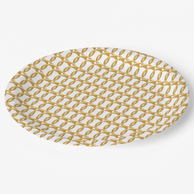 Paper Plate - Woven Golden Rings (Angled)