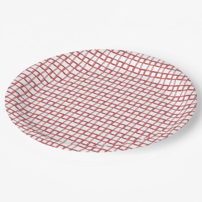 Paper Plate - Woven Red Fibres (Angled)