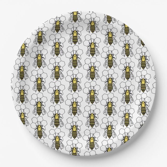 Paper Plate - Yellow and Black Bees  (Front)