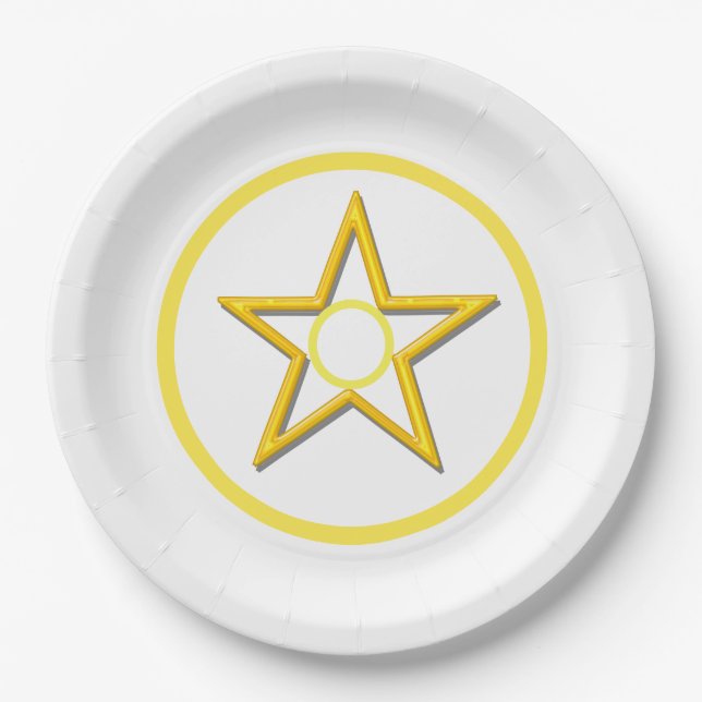 Paper Plate - Yellow Star and Circles (Front)
