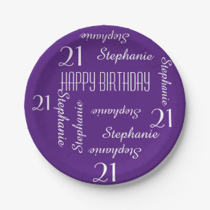 Paper Plates, 21st Birthday Party Repeating Names Plate
