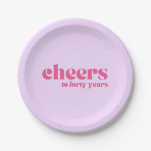 Paper plates, 40th birthday, Retro Purple & Pink  Paper Plate