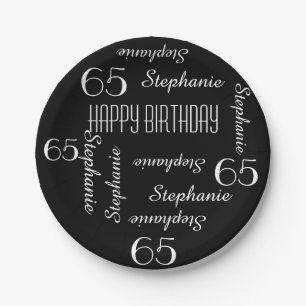 Paper Plates, 65th Birthday Party Repeating Names Paper Plate