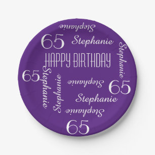 Paper Plates, 65th Birthday Party Repeating Names Plate