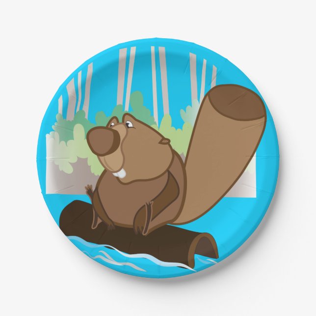 Paper Plates 7 in with beaver (Front)