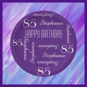 Paper Plates, 85th Birthday Party Repeating Names Paper Plate