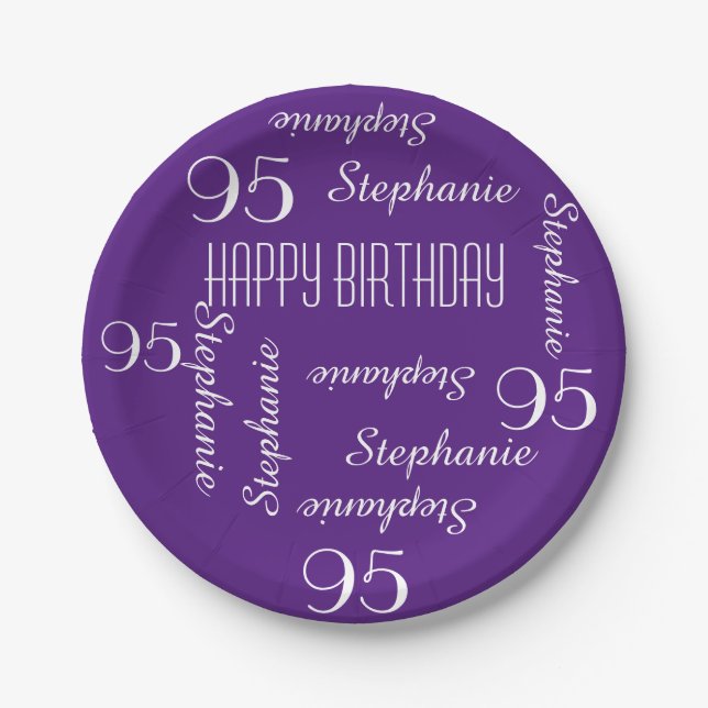 Paper Plates, 95th Birthday Party Repeating Names Plate (Front)