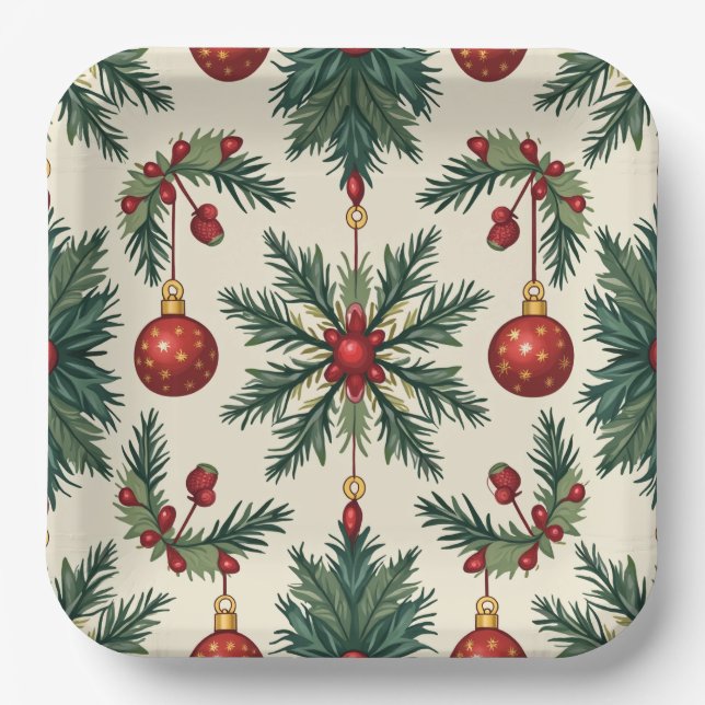 Paper Plates, 9" Square Paper Plate(christmas) Plate (Front)