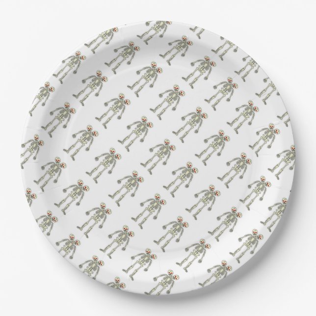 Paper Plates 9"/Two Headed Skeletons-Halloween (Front)
