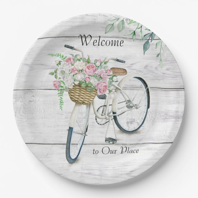 Paper Plates 9"  Welcome Spring Bicycle (Front)