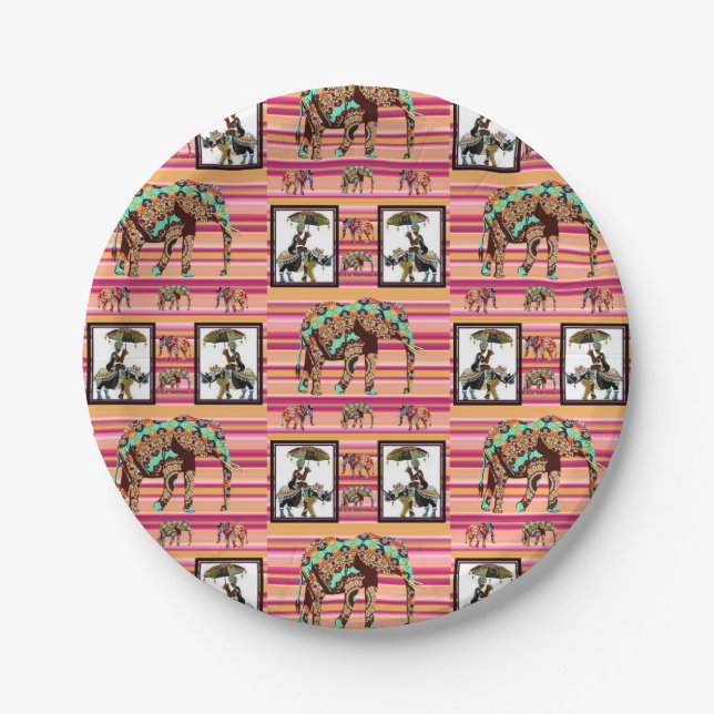 Paper Plates, African Elephant Women Paper Plate (Front)
