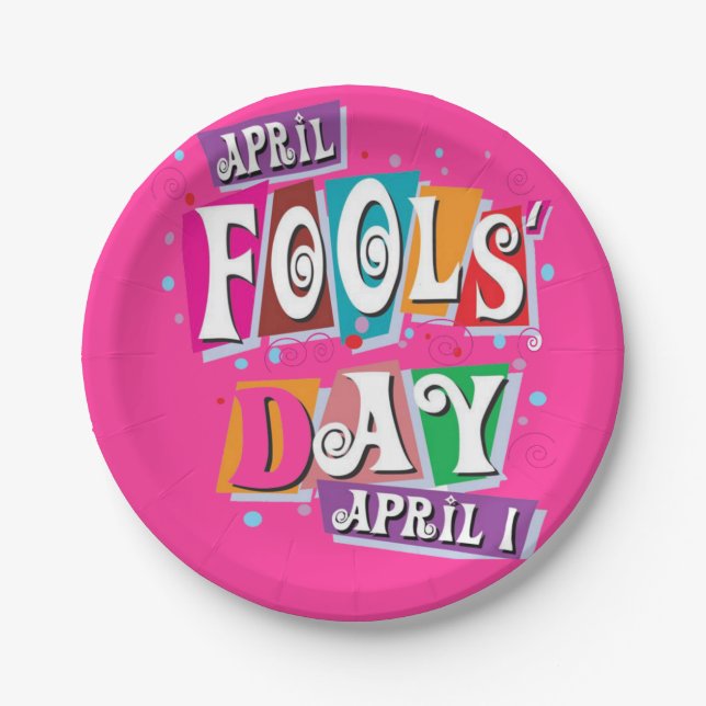 Paper Plates, April Fool's Day Pink  Plate (Front)