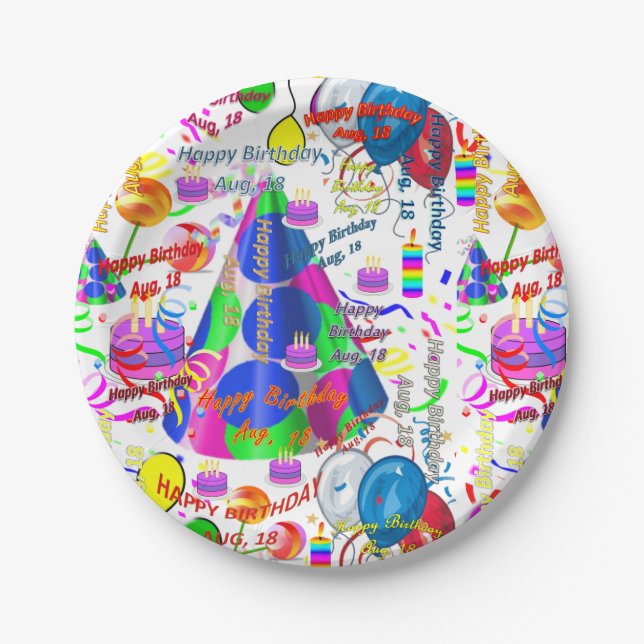 Paper Plates August, 18 Birthday (Front)