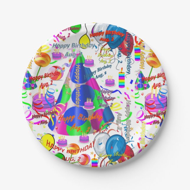 Paper Plates August, 2 Birthday (Front)