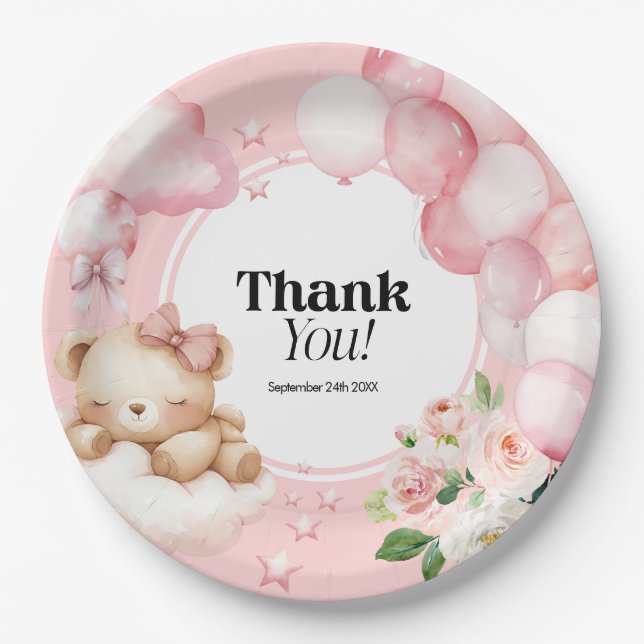 Paper Plates Baby Shower Pink  (Front)