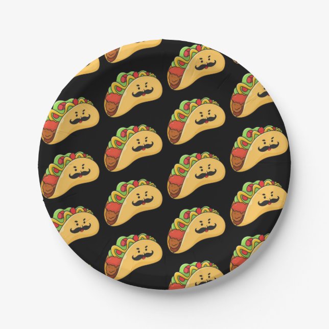 Paper Plates, Black Tacos Plate (Front)