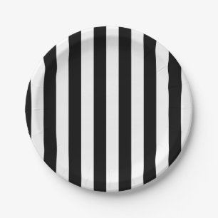 Paper Plates, Black & White Stripe  Plate