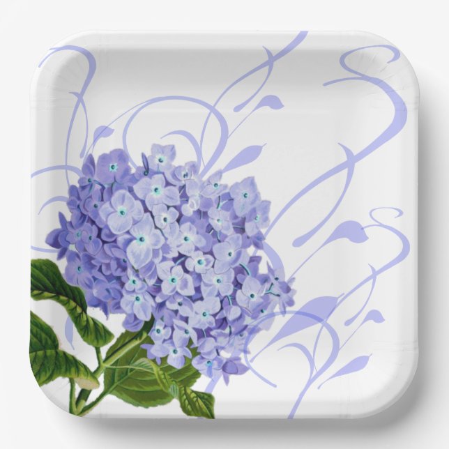 Paper Plates-Blue Hydrangea Paper Plate (Front)