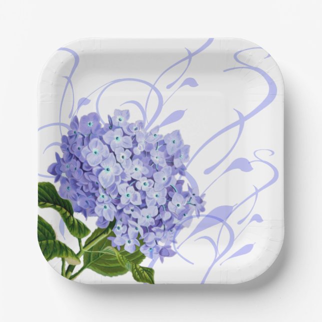 Paper Plates-Blue Hydrangea Plate (Front)