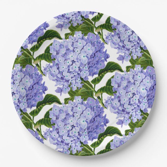 Paper Plates-Blue Hydrangeas Paper Plate (Front)