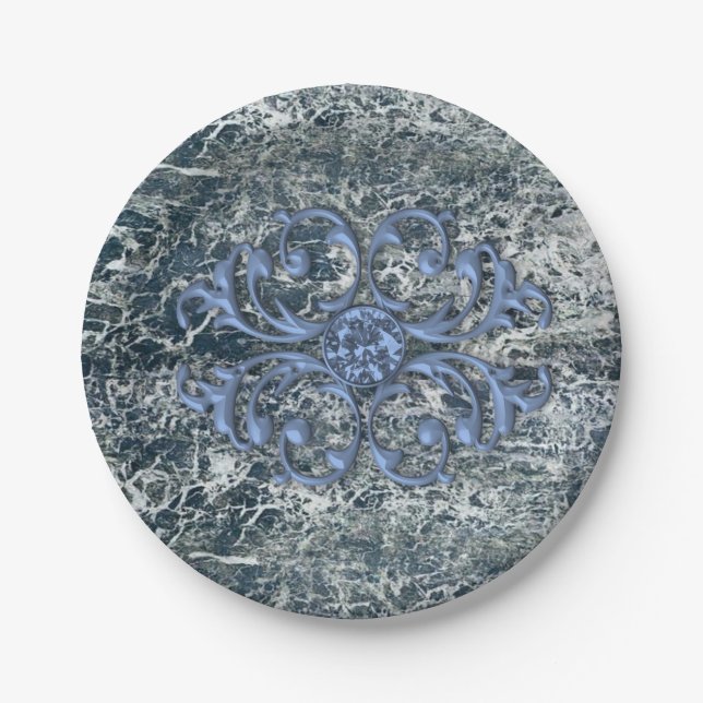 Paper Plates, Blue Marble Paper Plate (Front)